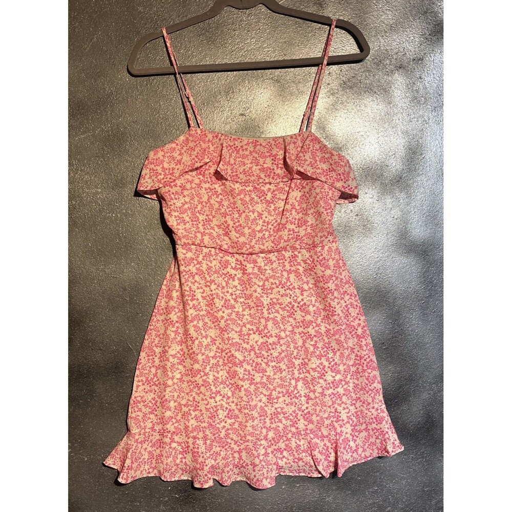 Trixxi Pink Floral Dress Ruffle Spaghetti Strap Sz S Cottagecore Feminine Femme